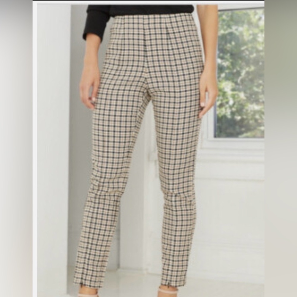 Who What Wear Men's Black and Tan Checkered Pants